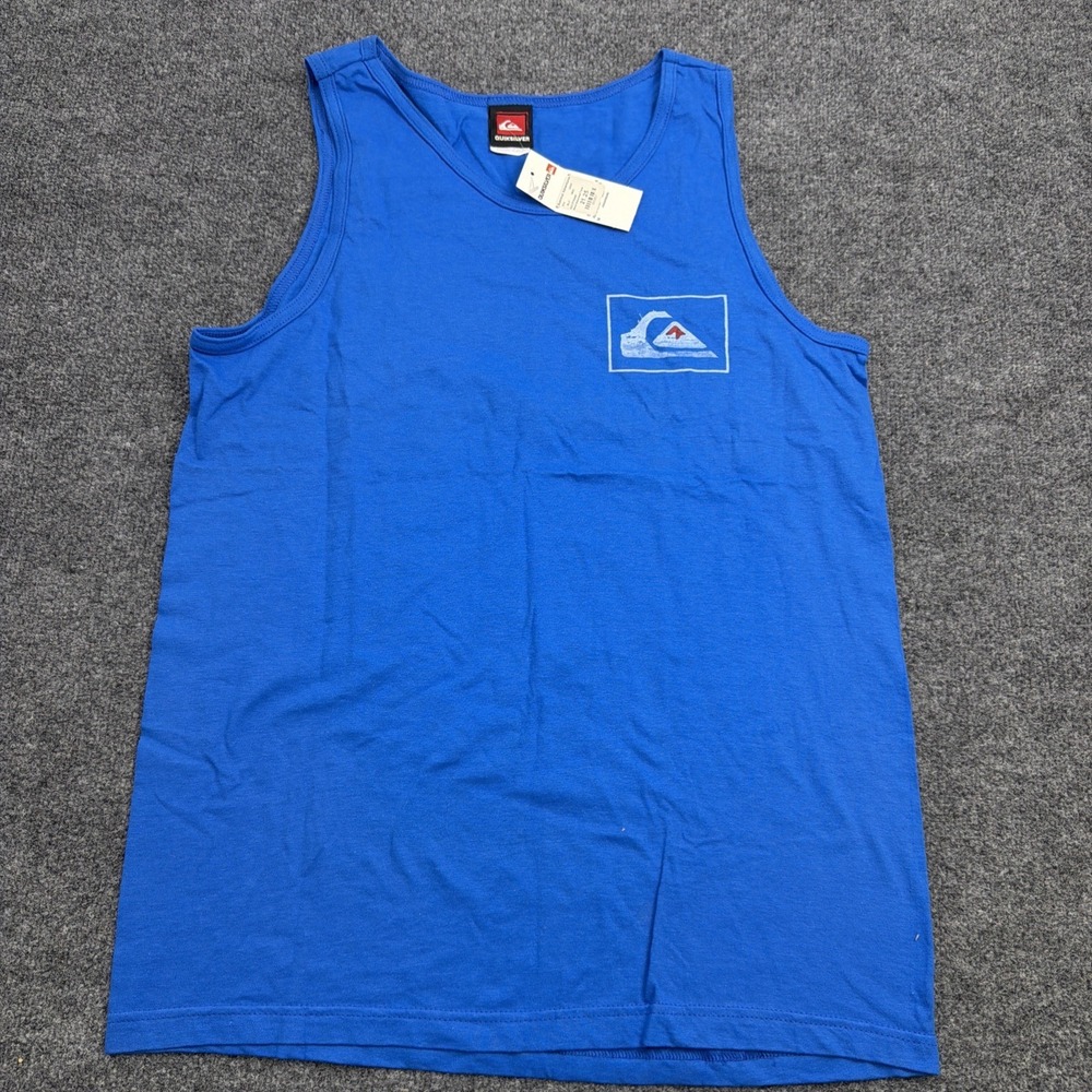Vintage Y2K Quicksilver Tank Top Blue Mens Surf Size M Beach Tee NWT